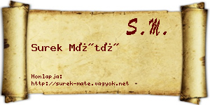 Surek Máté névjegykártya